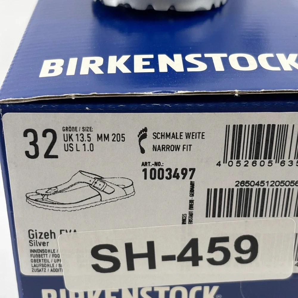 Birkenstock Gizeh EVA Sandals Kids 32 Silver Thong Waterproof New 1003497